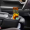 Sun shining on tumbler highlights texture of the tooled leather-look design. Personalized tumbler with name. Perfect for on the go drinks

